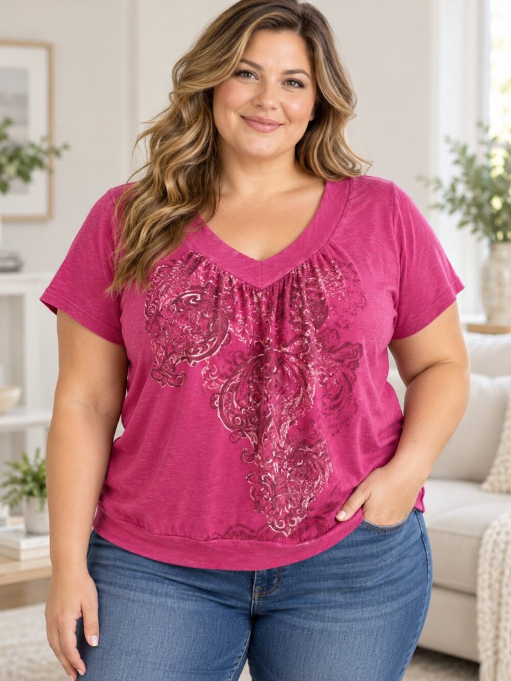 Appropriate Behavior Fushia w Swirl Design 4X (26/28W)